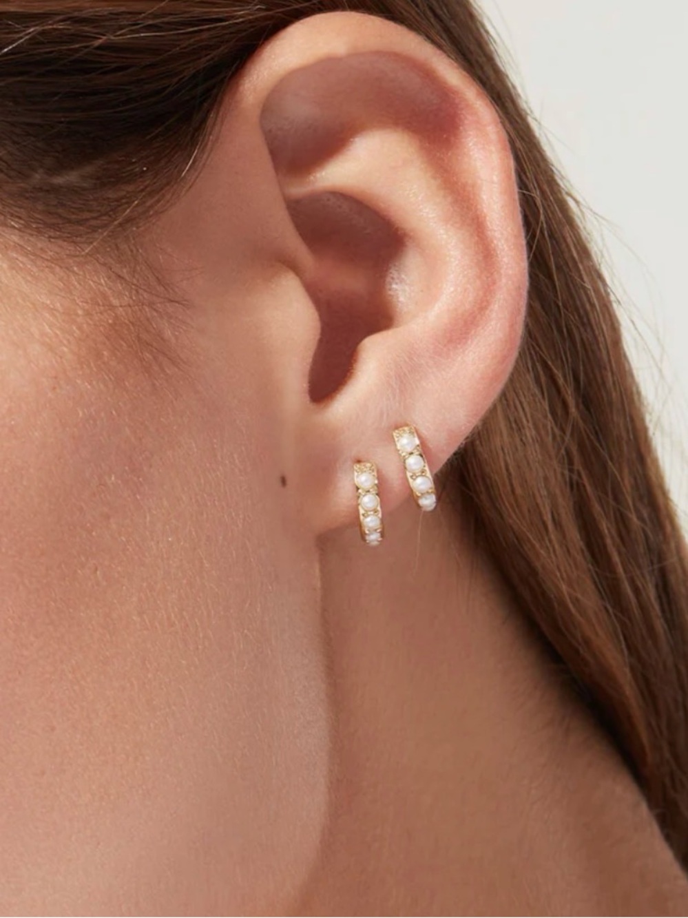 Ana Luisa Pearl Huggie Earrings and - Picture 3 of 5